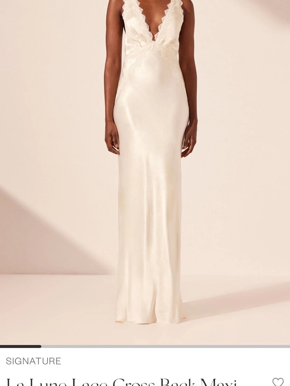 Shona Joy Ivory Lace Trim Satin Maxi Dress